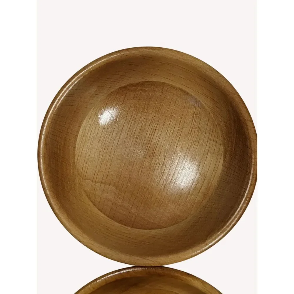 MCM Laminated 2 Tone Wood Bowls Set Of 4 Snack Salad Farmhouse Chic 1970s 70s